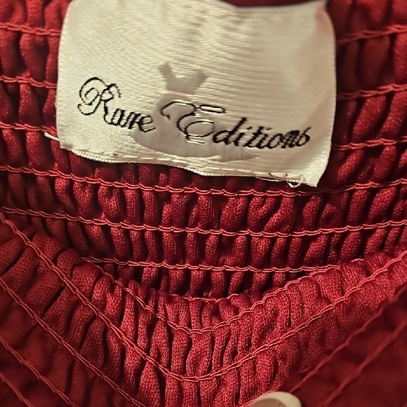 Rare Editions Floral Burgundy & Pink Ruffle Tier Lined Dress Size Large - Picture 3 of 10